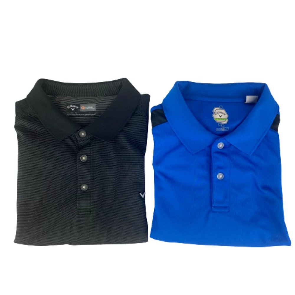 Lot of 2 Callaway X-Series Golf Polo Shirts Short Sleeve Blue Black